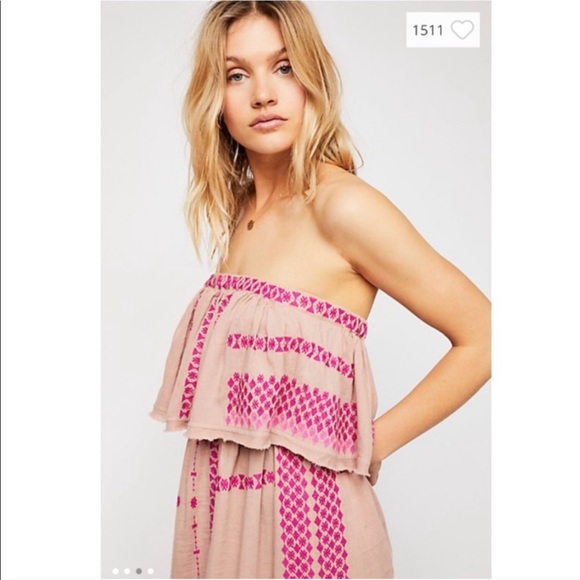 Free People Strapless Embroidered Midi Dress - Picture 3 of 6